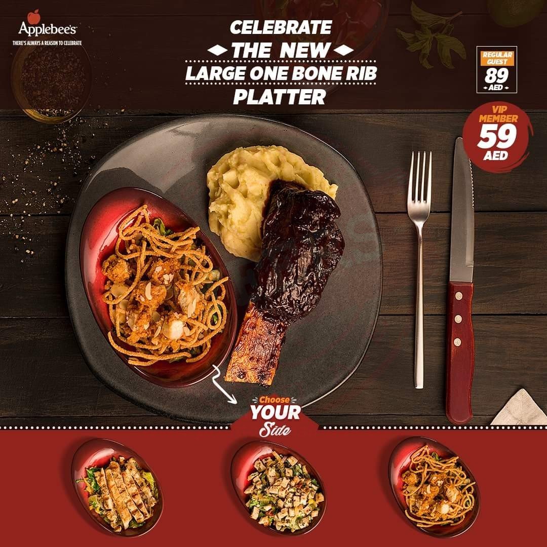 Here’s a platter that needs a celebration ? The Large One Bone Rib Platter with the side of your choice will leave you only craving for more! ? #ApplebeesUAE