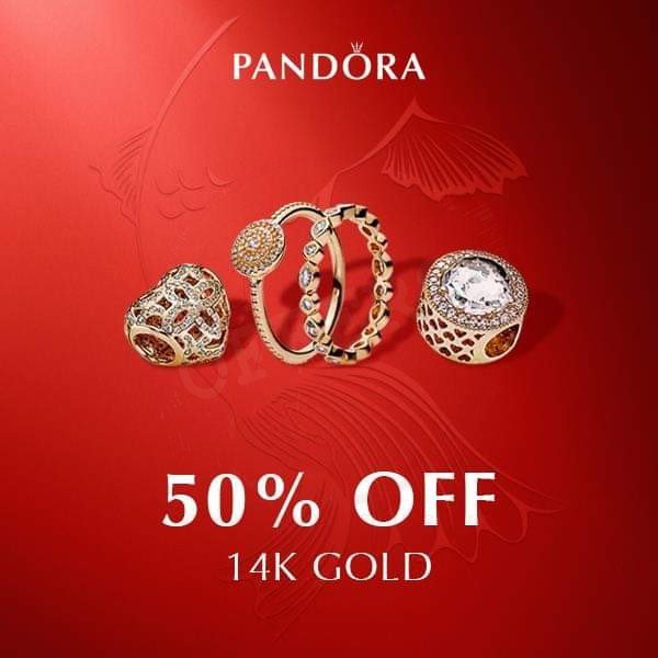 50% OFF 14K GOLD! Visit your nearest PANDORA store.