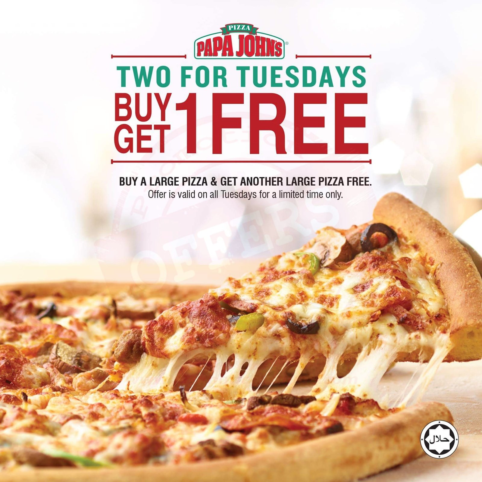 Order now Two for Tuesday at PapaJohnsPizza