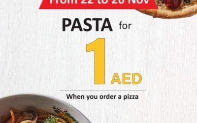 Buy 1 pizza, and get one pasta for AED 1 ONLY. Broccoli Pizza and Pasta