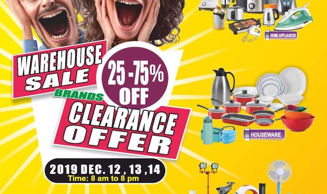 Warehouse Sale on Home appliance,electronics,cookware, etc.