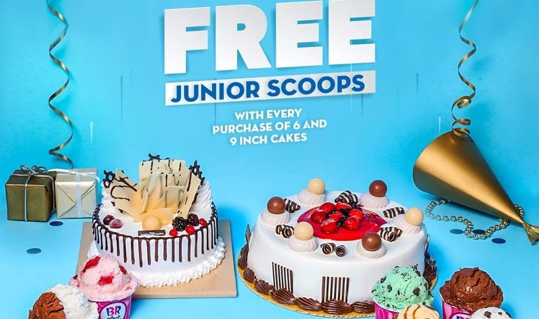 2 or 4 free scoops with every purchase of cakes at Baskin Robbins