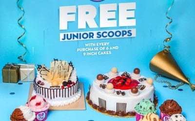 2 or 4 free scoops with every purchase of cakes at Baskin Robbins