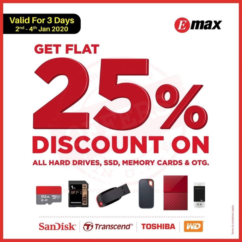 FB IMG 1578047039975 Emax offers on Hard Drives, SSDs Memory Cards & more.