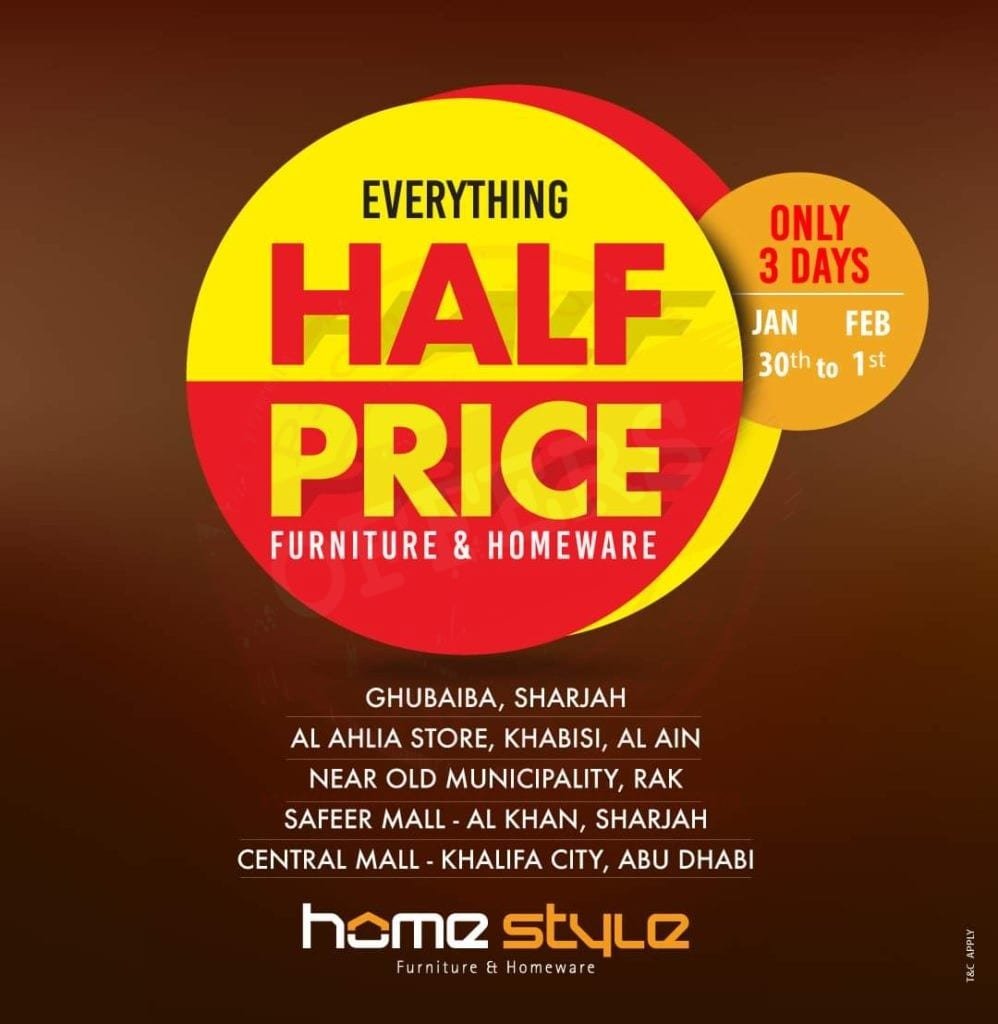 FB IMG 1580279948368 Home Style 3 day HalfPrice Offer on Everything. Hurry Up!!
