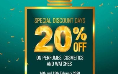 ? Enjoy 20% discount on perfumes, cosmetics and watches at Dubai Duty Free. ?