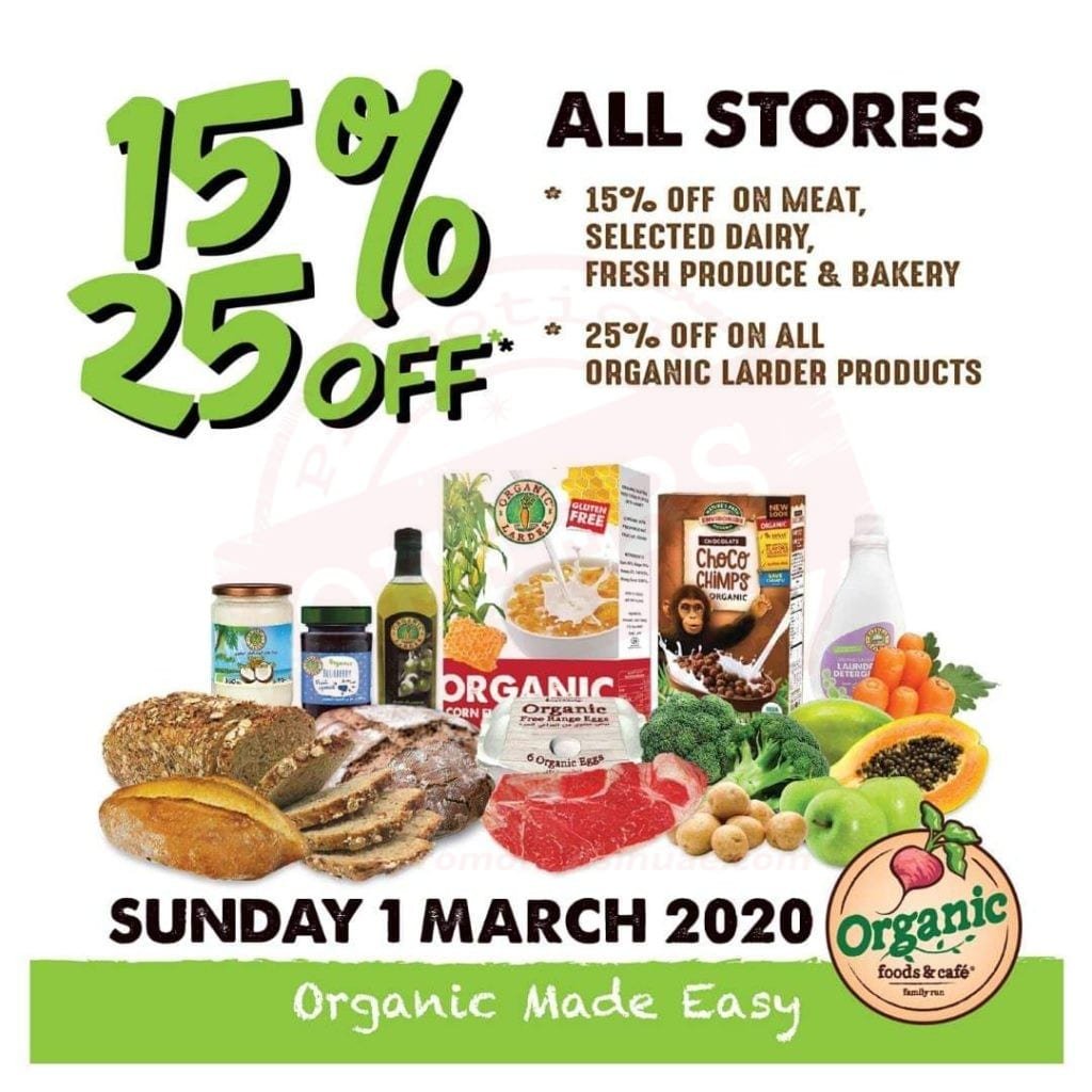 ORGANIC FOODS AND CAFE OFFER. UP TO 25% OFF ON ORGANIC PRODUCTS AT ORGANIC FOODS AND CAFE!