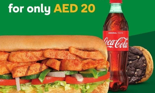 Get a 6-inch sub + 2 cookies + drink for only AED 20. Subway