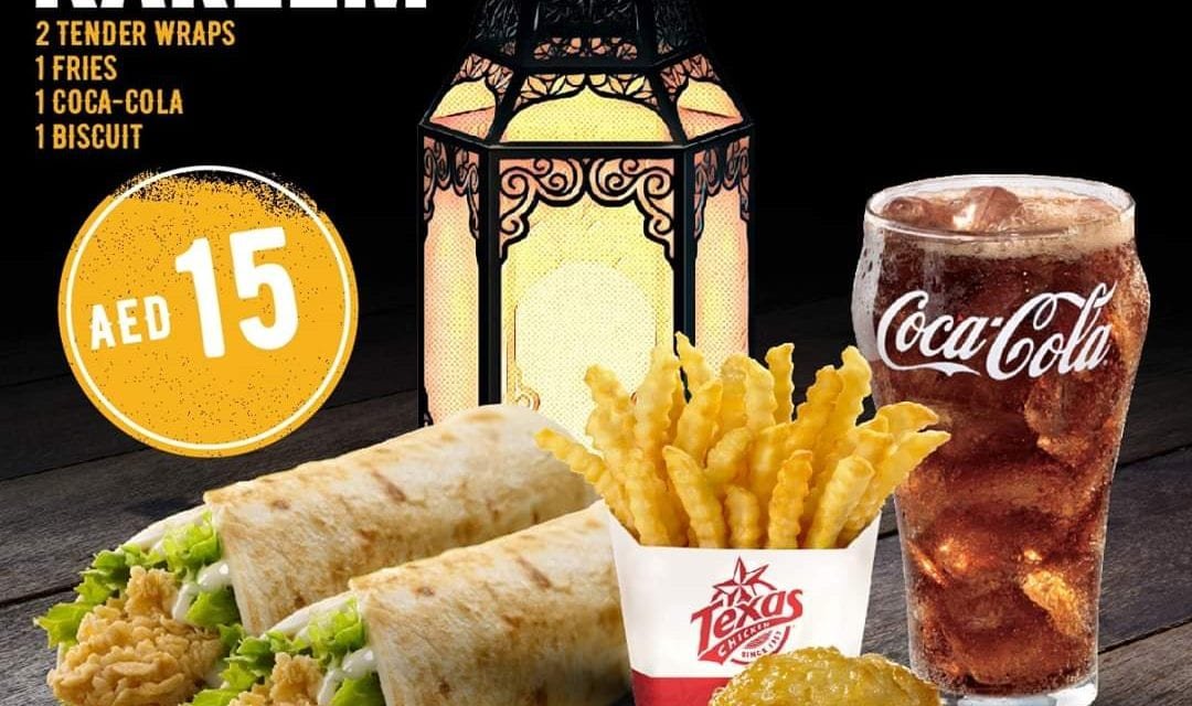 Texas chicken Tender Wraps value meal, only AED 15.