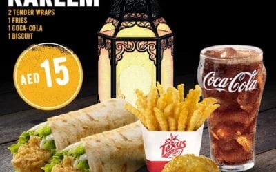 Texas chicken Tender Wraps value meal, only AED 15.