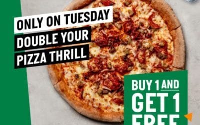 Buy 1 pizza, get 1 absolutely FREE! Papa John’s Pizza