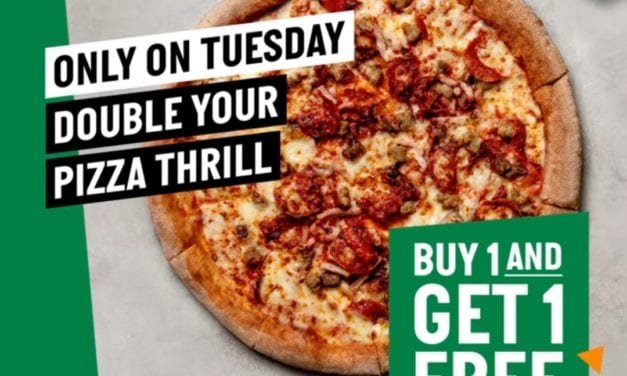 Buy 1 pizza, get 1 absolutely FREE! Papa John’s Pizza