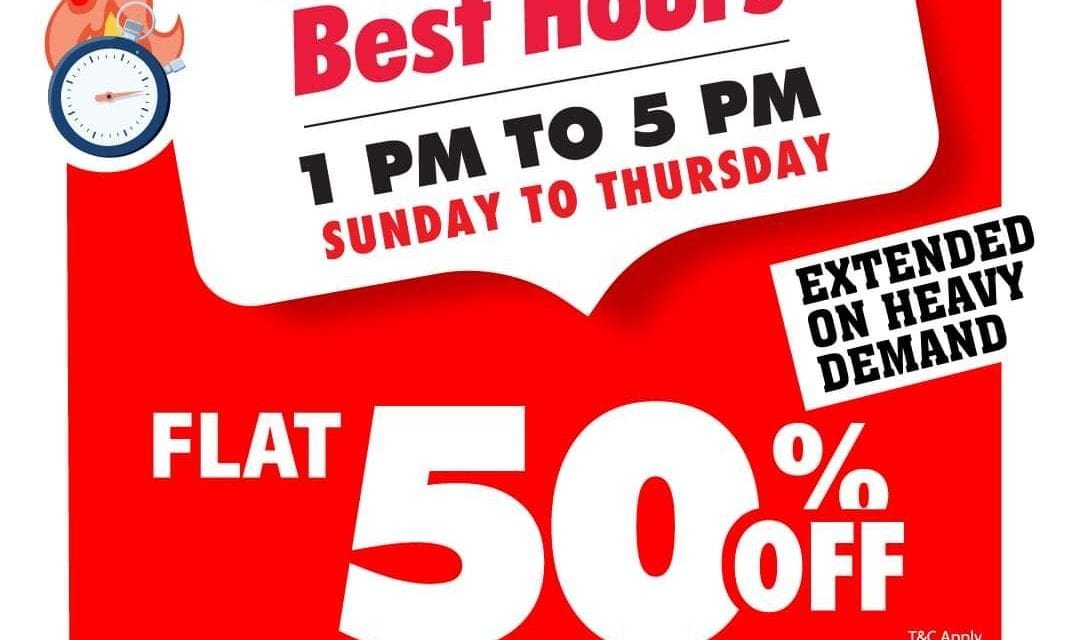 Rest Hours & Best Hours are extended. Avail the 50% OFF at Eternity Style