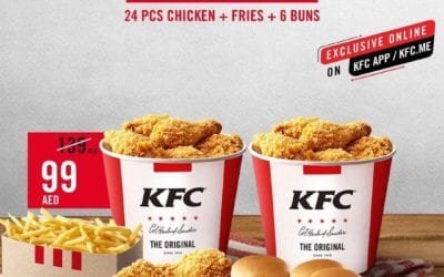 Your favorite fried chicken? 24 for AED 99, order now AT KFC
