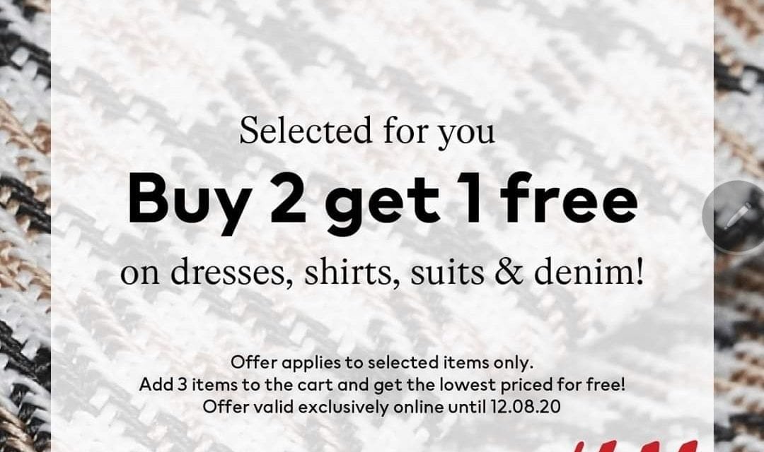 Buy 2 get 1 free on dresses, shirts, suits and denim! At H&M