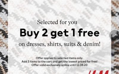 Buy 2 get 1 free on dresses, shirts, suits and denim! At H&M
