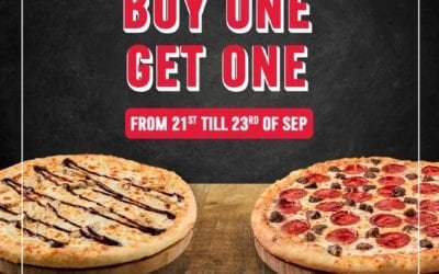 Enjoy 2 pizzas for the price of 1! Domino’s Pizza
