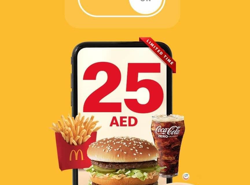 Deal mode on! The new 25 AED meal that comes with all your favorite products. McDonald