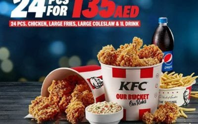 Now get your KFC 24 pcs bucket for just 135 AED! Order now