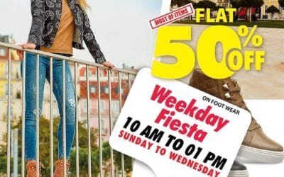 Weekday Fiesta is back. FLAT 50% OFF on footwear now,  at Shoes4Us