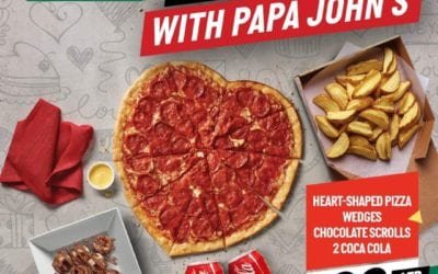 Say I Love You with  heart-shaped pizza.Order now at Papa John’s Pizza.