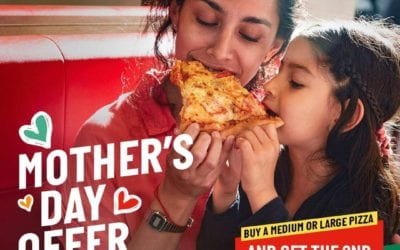 Celebrate Mother’s Day with Papa John’s pizzas. Buy any medium or large pizza and get the second one for AED 9 only.