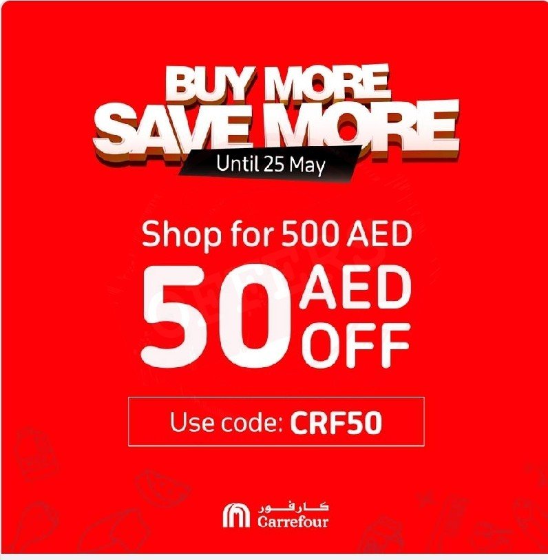 Screenshot 20210521 191132 Facebook Save more with these promo codes! Save up to 50 AED off when you shop at Carrefour.