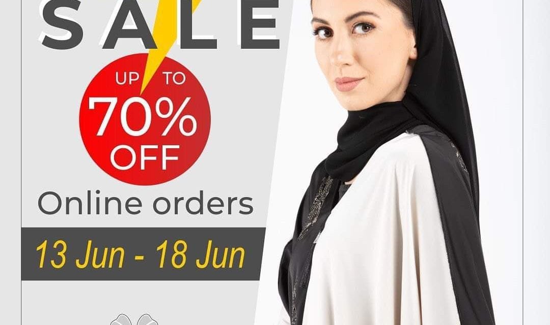 Online flash sale, get up to 70% off on Abayas & Sheilas<br>At Hanayen