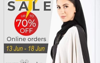 Online flash sale, get up to 70% off on Abayas & SheilasAt Hanayen