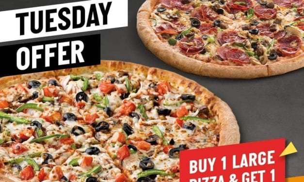 Middle of the week treat, enjoy Papa John’s buy one get one FREE.