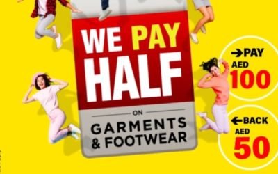 How about you pay half ? Now shop for AED 100 from Garments and Footwear Dept and get an AED 50 worth gift voucher at Nesto.