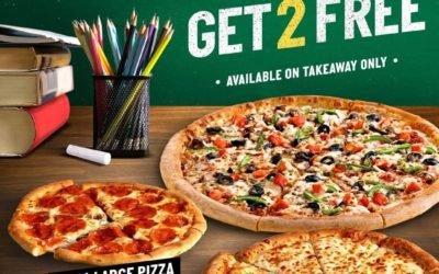This September Enjoy two FREE pizzas with one you order at Papa John’s Pizza.