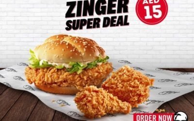 Get KFC’S famous Zinger + 2 chicken pcs at 15 AED only!