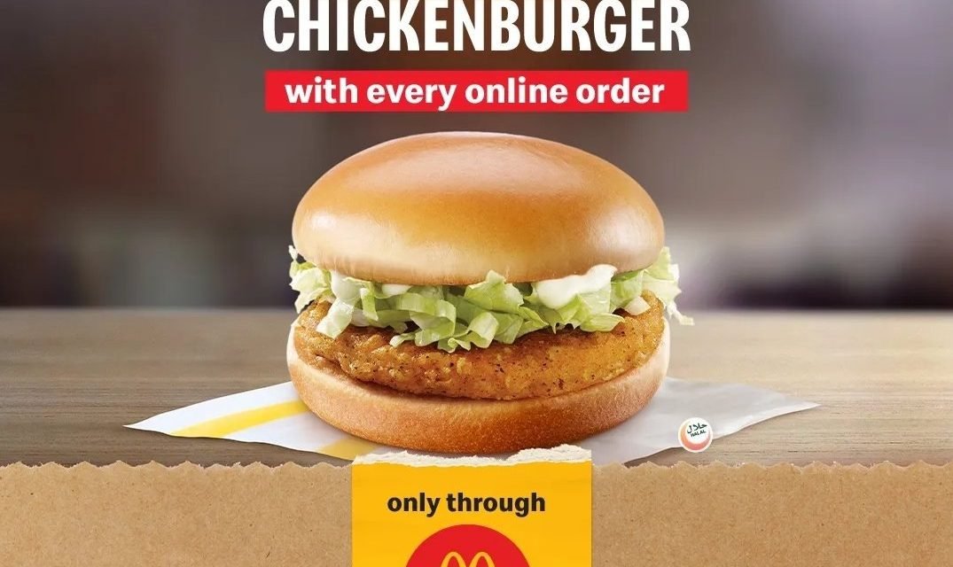 Free Chickenburger? Get one now with every online order, through McDelivery!