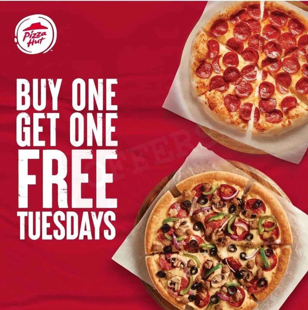 screenshot 20210921 171444 facebook1846293840653971350 Mid-week treat? Buy any large or medium pizza and get the other one for free every Tuesday at Pizza Hut.
