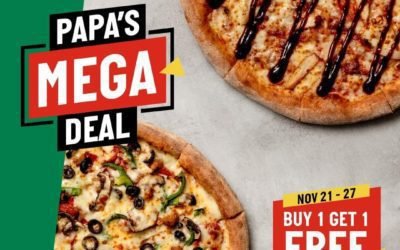 It’s Papa’s Mega Week, Buy a pizza and get the other one for FREE.