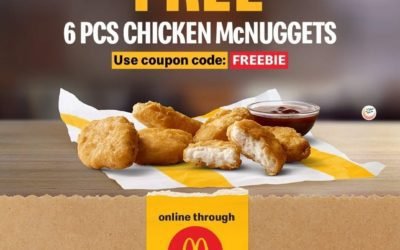 Get 6pcs Chicken McNuggets for free with the coupon code FREEBIE. Order online now through McDelivery