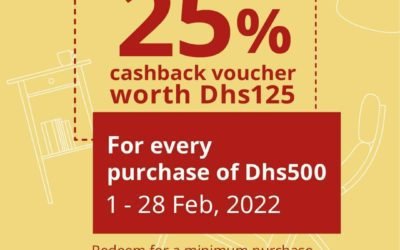 Enjoy a 25% cashback voucher worth Dhs 125 on any Dhs 500 purchase. IKEA