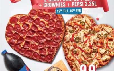 Get 2 Heart Shaped Pizzas ?, Crownies & 2.25L Pepsi @99 AED.