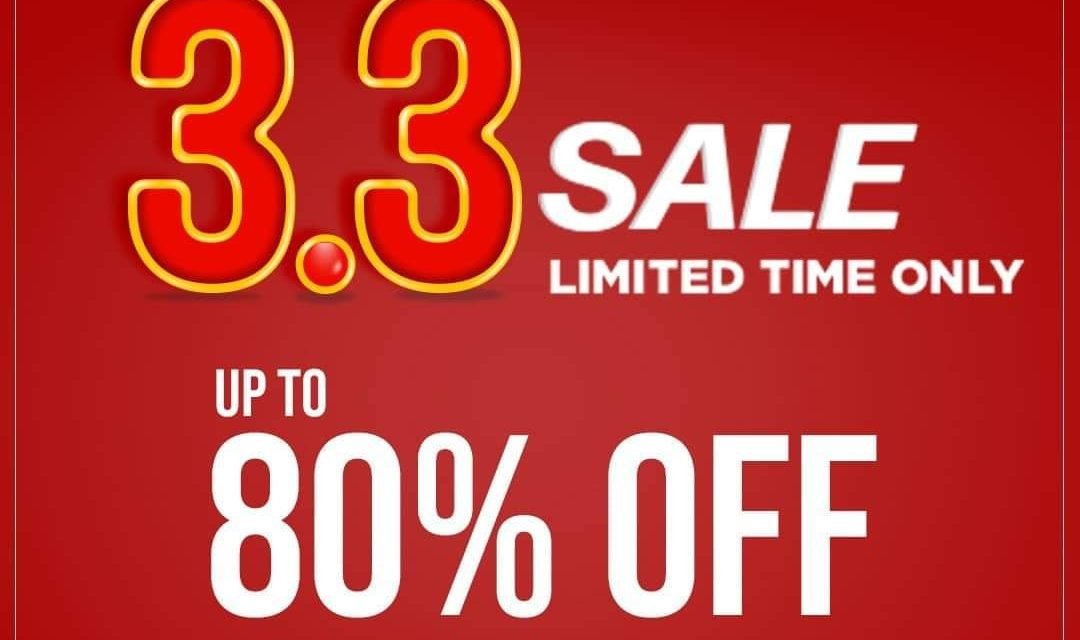 Jashanmal 3.3 SALE ! Upto 80% off on appliances, travel, shoes and more!