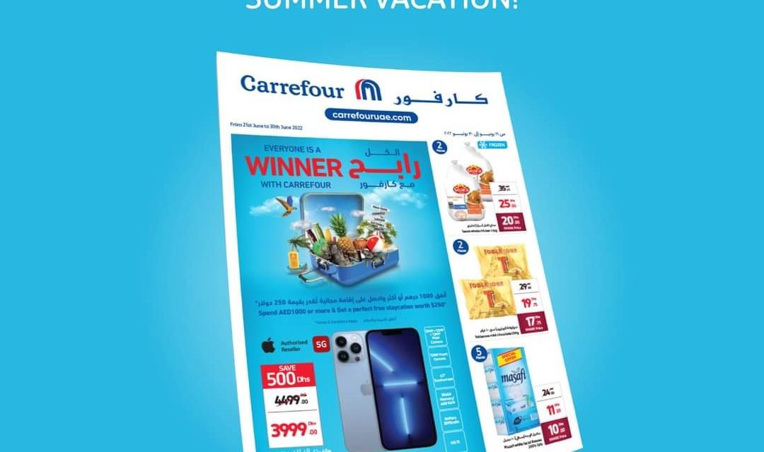 Don’t miss your 250 dollars staycation voucher When you shop at Carrefour.