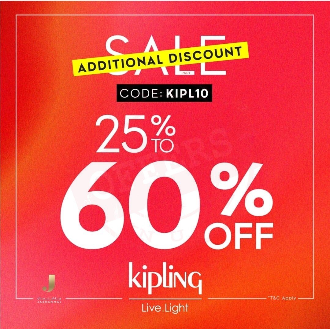 Additional Discount Code! DSF Offers from Kipling at Jashanmal! Get 25
